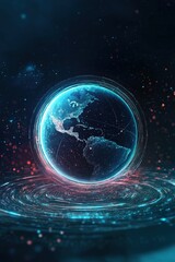 Obraz premium Holographic globe spinning with futuristic elements