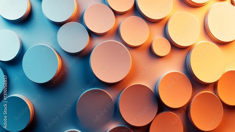 Poster abstract composition of layered circular objects with color gradients
