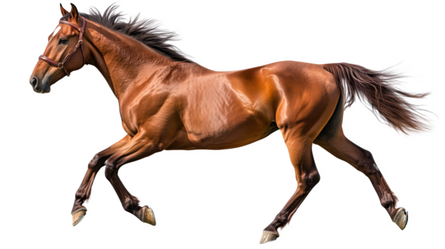Bronco american horse isolated on white or transparent background, PNG