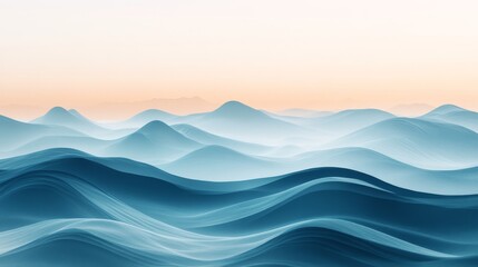 An abstract landscape of rolling hills with a pastel sky