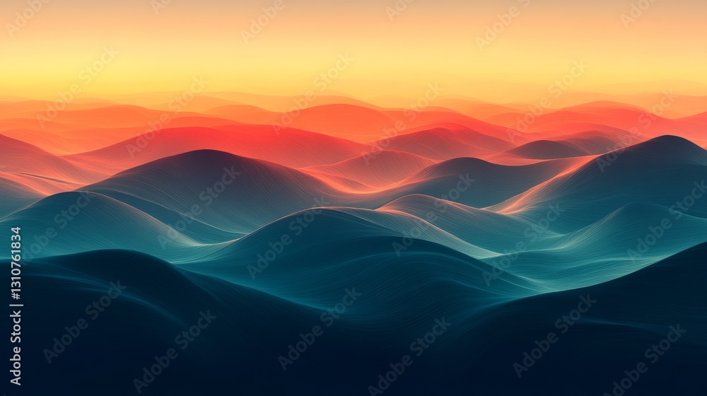 Poster rolling landscape with layers of color and gradient in the image