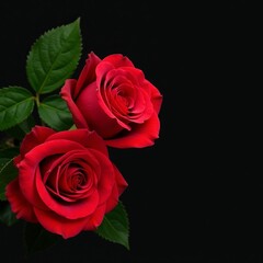 Naklejka premium Elegant bouquet of red roses on a black backdrop, love, dark, elegant