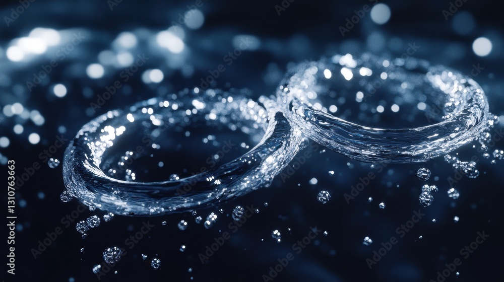 Poster sci-fi inspired water motion design with fluid rings and smooth ripples creating a sense of depth an