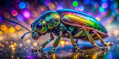 Fototapeta premium Panoramic Holographic Insect Spray Paint Texture Background - Vibrant iridescent colors