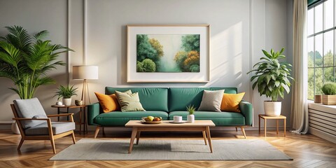 Panoramic Mockup: Modern Interior Poster Frame, Minimalist Design
