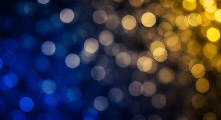Obraz premium Wallpaper of glitter light abstract background. Colours are blue, gold and black. 