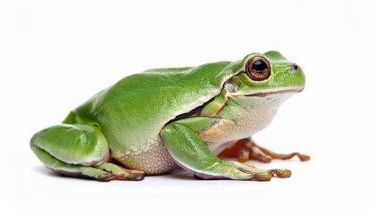 Obraz premium european tree frog hyla arborea isolated on white background sideview