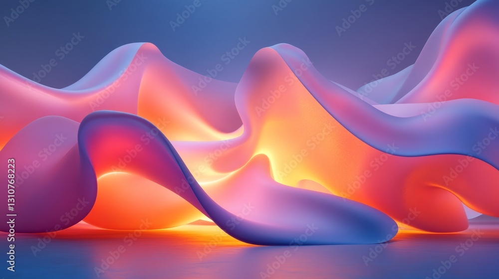 Poster abstract flowing shapes are rendered with vibrant and soft colors