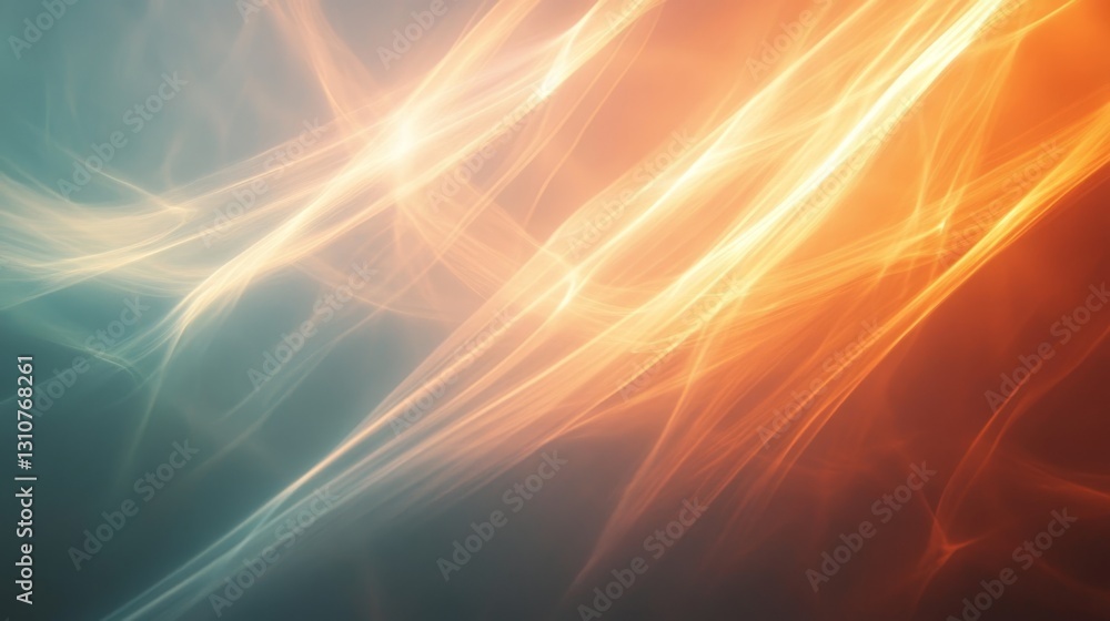 Poster glowing and luminous streaks across a gradient of colors creating patterns