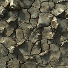 Fototapeta premium Cracked, dry earth texture with stones.