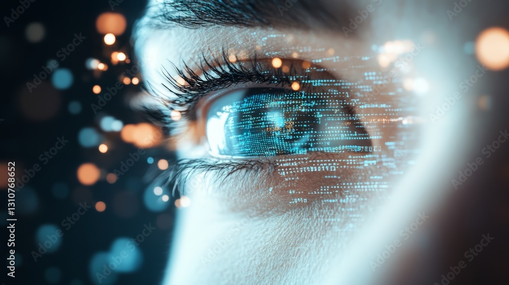 Poster digital eye technology with abstract data visualization concept