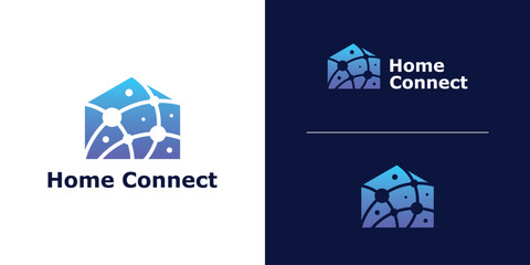 logo design house and connection,,logo for house technology,modern,icon,idea,creative.