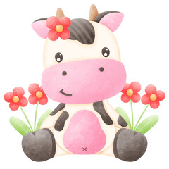 cow and flower