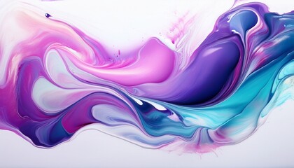 흰색 배경에서 천천히 흐르며 뒤섞이는 아크릴 물감