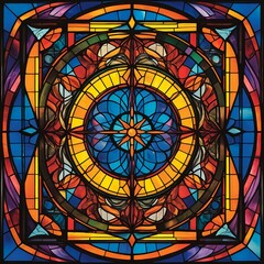 Abstract Colorful Stained Glass Window Design