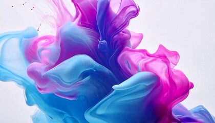 Obraz premium 흰색 배경에서 천천히 흐르며 뒤섞이는 아크릴 물감