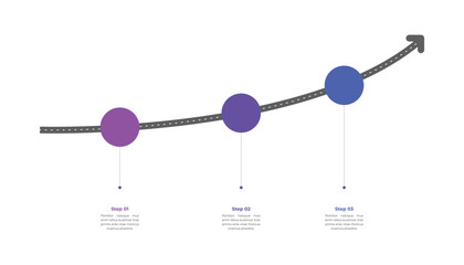 Road Arrow Infographic Template Design with 3 Steps