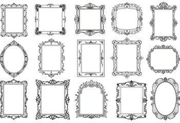Assorted Black and White Ornate Frame Collection