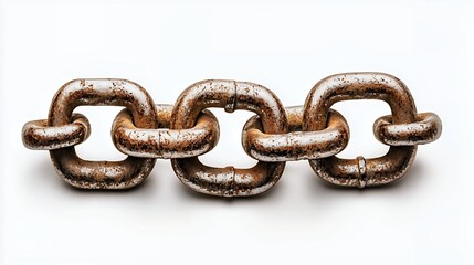 Obraz premium Rusty Metal Chain Links on White Background