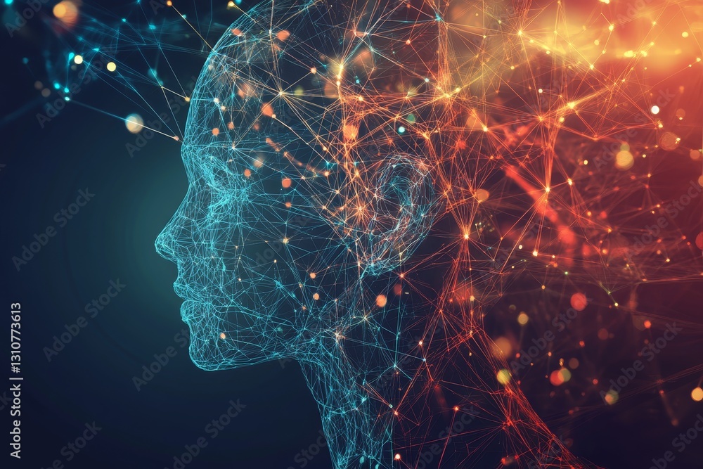 Poster a woman's face is shown in a computer generated image with a lot of lines