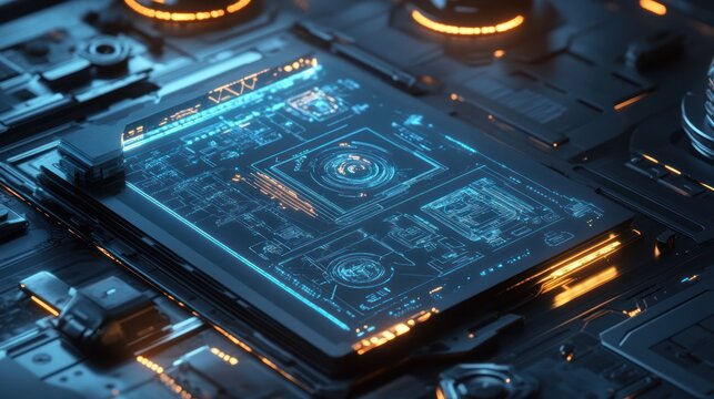 Futuristic Tech: Advanced Microchip Interface - Powered by Adobe