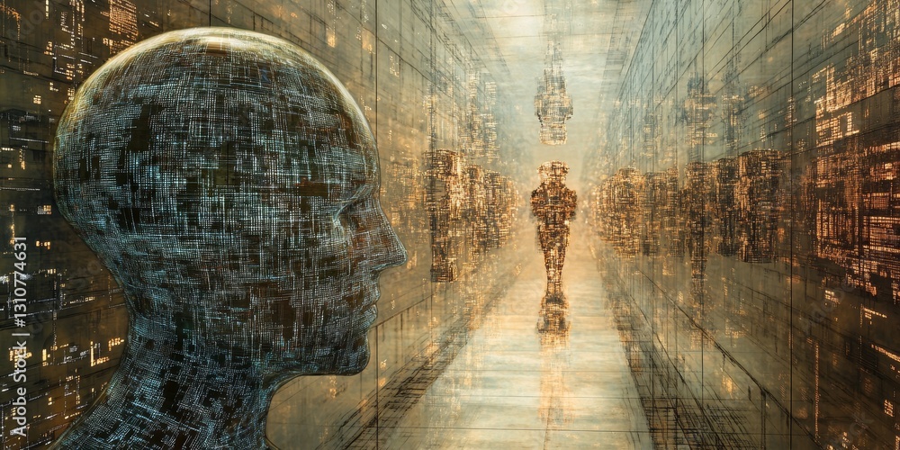 Poster futuristic concept of artificial intelligence in abstract environment