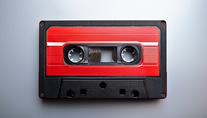 vintage audio cassette tape with a classic red and black design