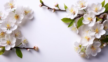 cherry tree blossom flowers on white background spring theme easter holidays