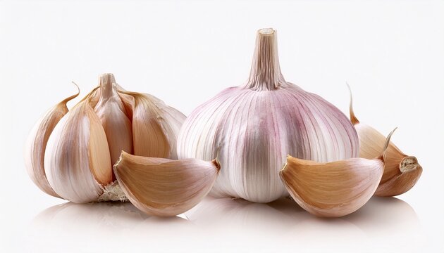garlic vegetable closeup isolated on white background