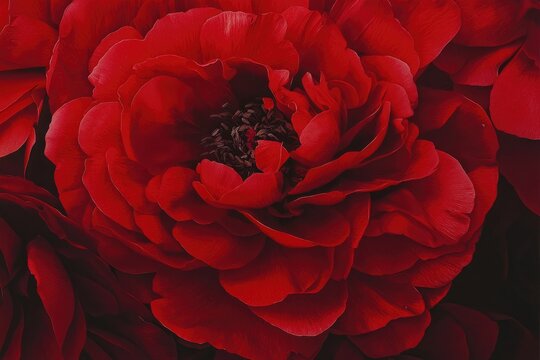 A close up vibrant photograph of a blooming red flower