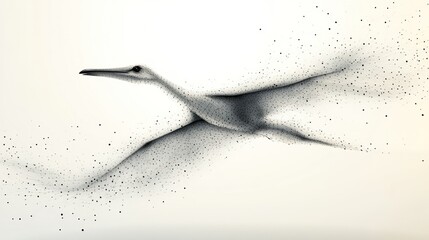 Obraz premium Abstract bird in flight, particle dust, white background