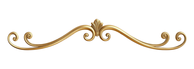 Vintage golden decorative element isolated on a transparent background