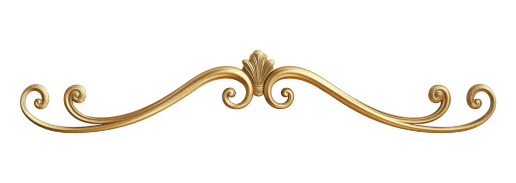 Vintage golden decorative element isolated on a transparent background