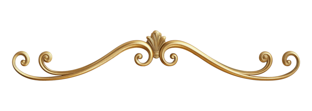 Vintage golden decorative element isolated on a transparent background