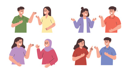 Set of Talking Character, Woman and Man Talking Conversation