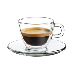 Naklejka premium Exquisite Glass Cup with Freshly Brewed Dark Espresso Coffee