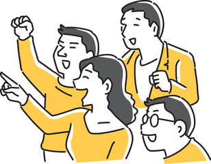 男女複数で応援する