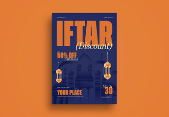 Purple Bold Minimalism Iftar Discount Flyer Layout