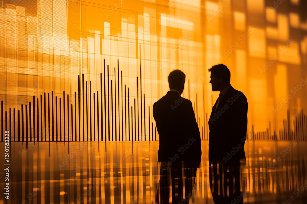 Poster two men are standing in front of a large graph with many lines