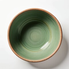 Empty Green Ceramic Bowl, Top View