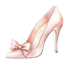Elegant pink high heel shoe with a delicate bow for fashion lovers