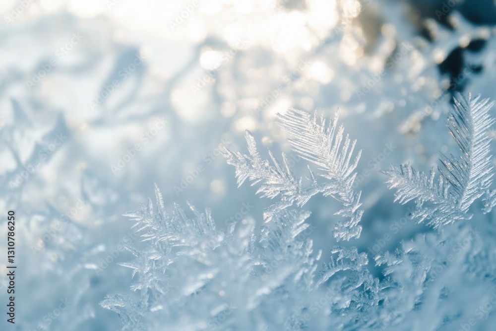 Leinwandbilder frozen ice crystals create a mesmerizing abstract frost effect, showcasing soft winter aesthetics an