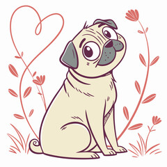 Fototapeta premium Pug Dog Vector