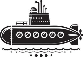 Obraz premium black Submarine vector illustration, black Submarine silhouette vector, Submarine logo vector, Submarine silhouette vector black and white