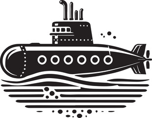 Obraz premium black Submarine vector illustration, black Submarine silhouette vector, Submarine logo vector, Submarine silhouette vector black and white