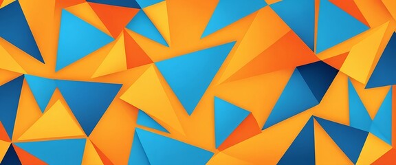 Abstract Geometric Background with Orange and Blue Triangles