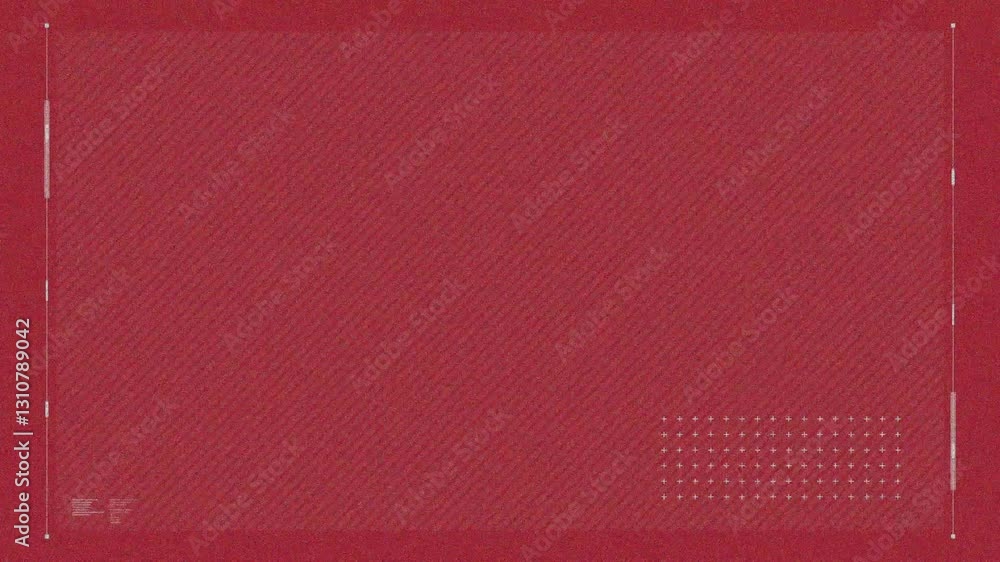 Poster red background with subtle diagonal lines and small white dots animation