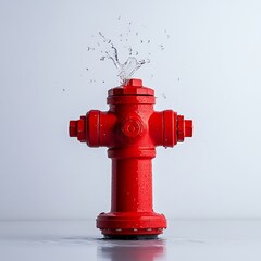 Fototapeta premium A vibrant red fire hydrant with water splashing, creating a dynamic visual effect.