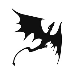 Flying Dragon Silhouette. Flat Vector Illustration.