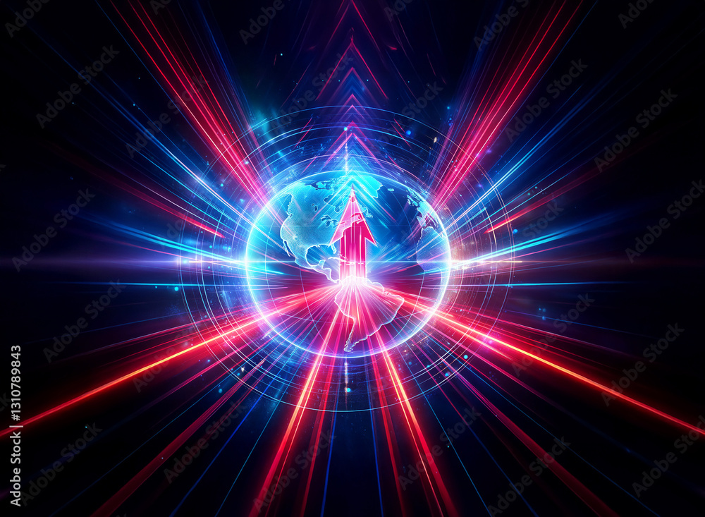 Poster abstract double exposure image featuring a brain silhouette encompassed by a radiant circle with dyn